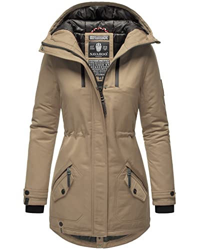 Navahoo Damen Winter Jacke Parka Mantel Winterjacke warm gefüttert Kapuze B834 [B834-Avril-Taupe-Grey-Gr.XS] von Navahoo