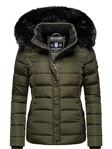 Navahoo Damen Winterjacke Steppjacke mit Kapuze Miamor Olive Gr. XS von Navahoo