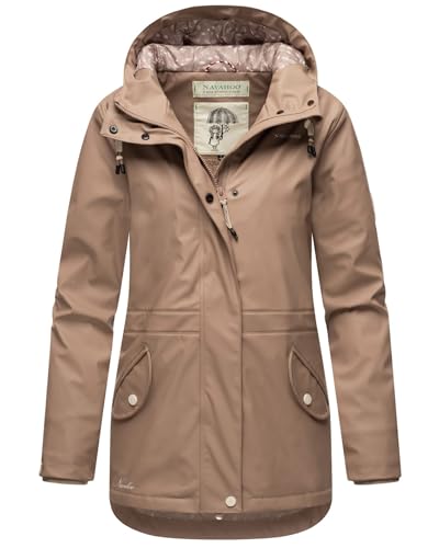 Navahoo Damen Winter Regenjacke mit Kapuze Regenmantel Teddyyfell Wasserdicht [B933-O-Heart-Taupe-Gr.M] von Navahoo