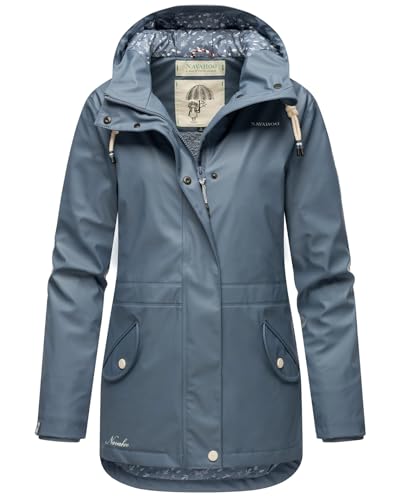 Navahoo Damen Winter Regenjacke mit Kapuze Regenmantel Teddyyfell Wasserdicht [B933-O-Heart-D-Blue-Gr.L] von Navahoo