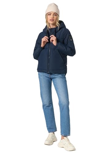 Navahoo Damen Winterjacke Steppjacke Winter Jacke gesteppt warm mit Kapuze B952 [B952-Eisball-Navy-Gr.S] von Navahoo