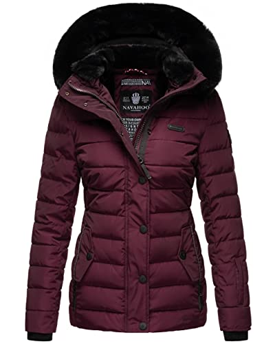 Navahoo Damen warme Winter Steppjacke mit Abnehmbarer Kapuze Milianaa Aubergine Gr. M von Navahoo