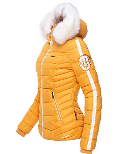 Navahoo Damen Winterjacke Steppjacke mit abnehmbarem Kunstfell Khingaa's Gelb Gr. M von Navahoo