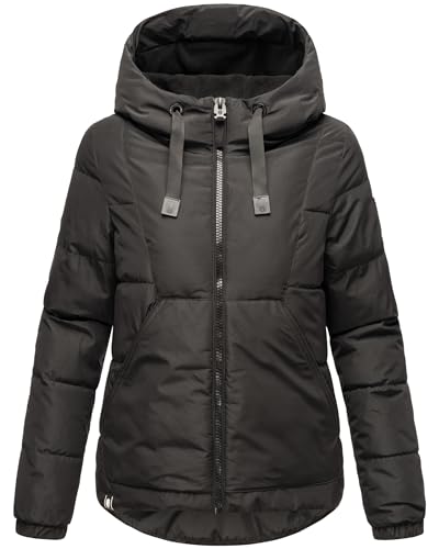 Navahoo Damen Winterjacke Steppjacke warm mit Kapuze Eisbällchen Black Gr. L von Navahoo