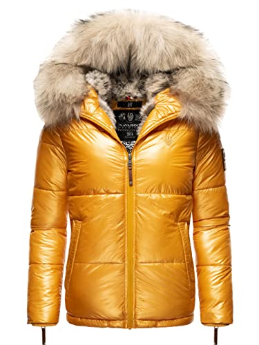 Navahoo Damen Winterjacke Steppjacke warm mit Kunstfellkapuze Tikunaa Yellow Gr. M Navahoo Damen Winterjacke Steppjacke warm mit Kunstfellkapuze Tikunaa Yellow Gr. M von Navahoo