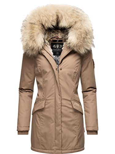 Navahoo Damen Winter Kurzmantel mit Kapuze Cristal Taupe Grey Gr. XXL von Navahoo