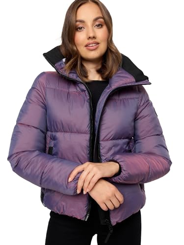 Navahoo Damen Winterjacke warm reflektierende Steppjacke in Metallic-Optik Sternschnüppchen Berry Gr. XS von Navahoo