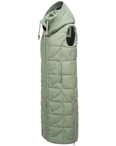 Navahoo Damen Winterjacke warme Steppweste extralang mit Kapuze Brezelchen Smokey Mint Gr. XL von Navahoo