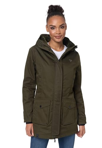 Navahoo Damen Winterjacke warme Winter Jacke mit Teddyfell B951 [B951-Brinj-Dark-Olive-Gr.L] von Navahoo