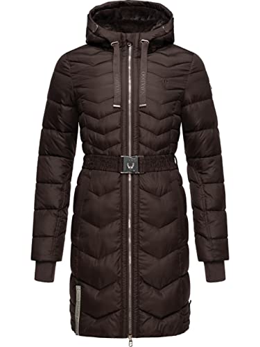 Navahoo Damen Wintermantel Steppmantel Jacke mit Taillengürtel Alpenveilchen Chocolate Gr. M von Navahoo