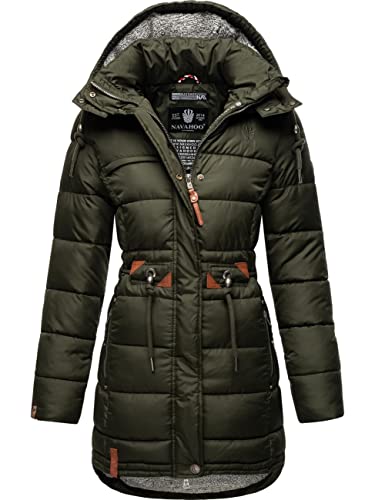 Navahoo Damen Wintermantel Steppmantel Winterjacke Kurzmantel warm gefüttert abnehmbare Kapuze Daliee Olive Gr. XXL von Navahoo