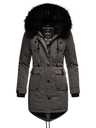 Navahoo Damen Warmer Winterparka mit Kapuze Luluna Prc Grau Gr. M von Navahoo