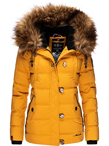 Navahoo Damen warme Winter Steppjacke mit abnehmbarem Kunstfell Zoja Yellow Gr. S Navahoo Damen warme Winter Steppjacke mit abnehmbarem Kunstfell Zoja Yellow Gr. S von Navahoo