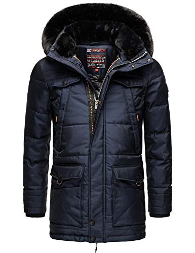 Navahoo Herren Winter Jacke Wintermantel Parka mit Abnehmbarer Kunstfellkapuze Luaan Navy Gr. XL von Navahoo