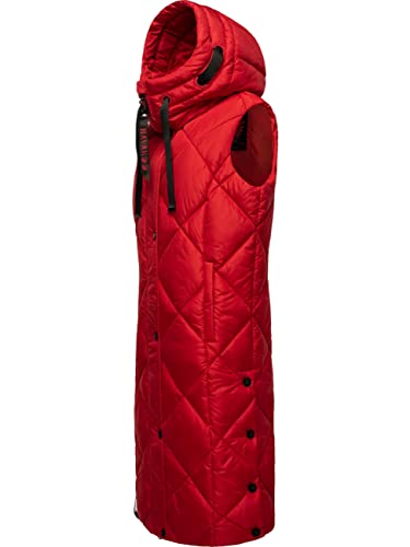 Navahoo warme Damen Winter Steppweste lang mit Kapuze Schnuckel Apple Red Gr. L von Navahoo