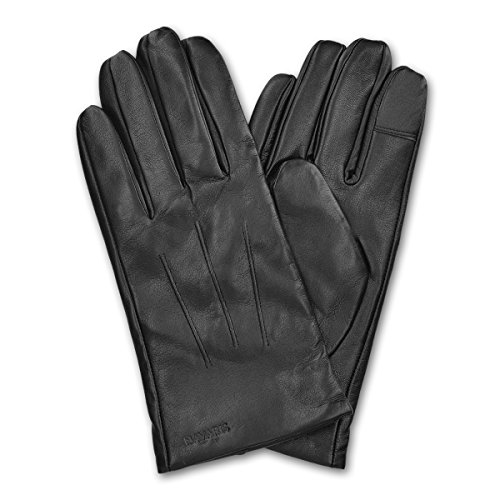 Navaris Touchscreen Leder Handschuhe für Herren - Lammleder mit Kaschmir Futter - Nappa Lederhandschuhe warm - Herrenhandschuhe mit Touch Funktion von Navaris