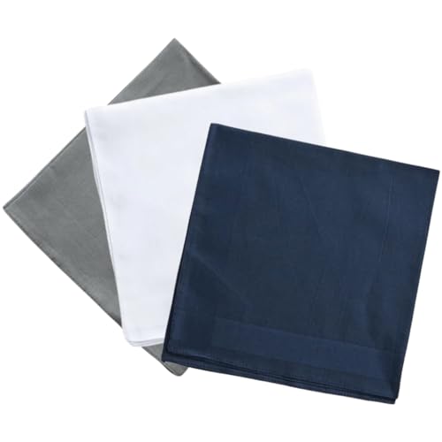 Navna 3 Pack Stofftaschentücher Herren, Uni Farbe Taschentücher Stoff, Traditionelle Herrentaschentücher Baumwolle, Stofftaschentuch, Wiederverwendbar Einstecktuch Für Männer Frauen, 40cm X 40cm von Navna