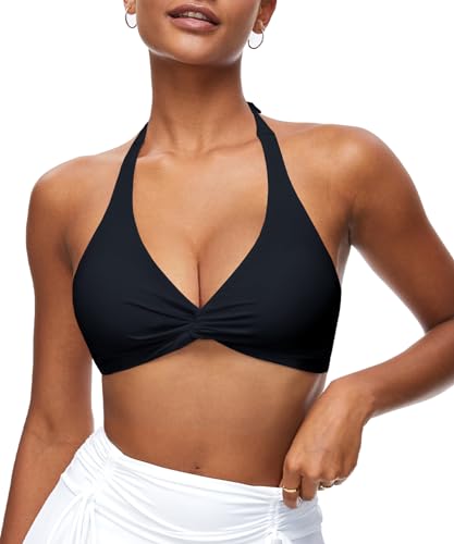 Navneet Damen Bikini Oberteil Push Up Sport Bikini Triangel Neckholder Bikinis Bademode Vacation Swimsuits Schwarz M von Navneet