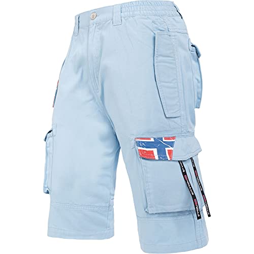 Nebulus Herren Cargo Short BOODY, Sommer Hose, Herren mit 6 Taschen (DE/NL/SE/PL, Alphanumerisch, L, Regular, Regular, hellblau) von Nebulus