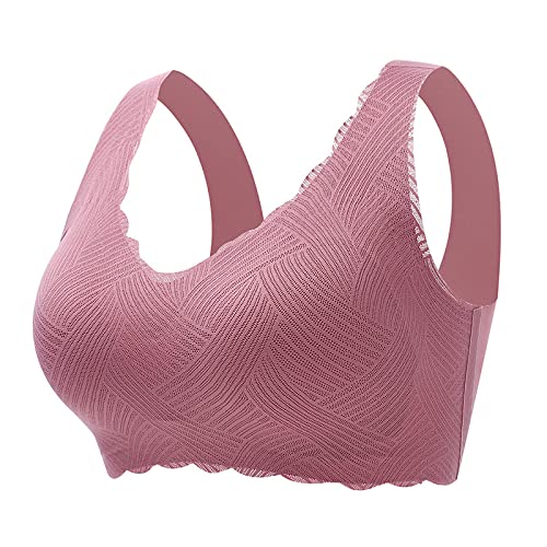 Necalisi Dirndl BH Sport BH Yoga Lila Spitzen BH Ohne Bügel Bralette Damen Spitze Bustier Schulterriemen Unterwäsche BH Push up extrem 105D von Necalisi