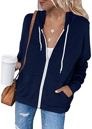 Necooer Reißverschluss Kapuzenjacke Damen lässige Sportjacke mit Kapuze Strickjacke lässige Reißverschluss Sportjacke Necooer Reißverschluss Kapuzenjacke Damen lässige Sportjacke mit Kapuze Strickjacke lässige Reißverschluss Sportjacke von Necooer