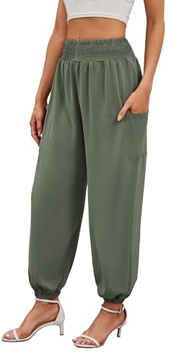 Neineiwu Haremshose Damen Lang für Sport Workout-Yogahose Jogginghose Sommerhose Leicht Weiche Lockere Bequem mit Groß Taschen,Armeegrün,L Neineiwu Haremshose Damen Lang für Sport Workout-Yogahose Jogginghose Sommerhose Leicht Weiche Lockere Bequem mit Groß Taschen,Armeegrün,L von Neineiwu
