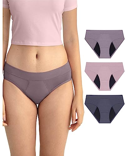 Neione Perioden Unterwäsche Mittlere Blutung Periodenunterwäsche Menstruationsslip Postpartum Hipster Damen Unterhosen Große Größen 3er Pack Amorio 3XL von Neione