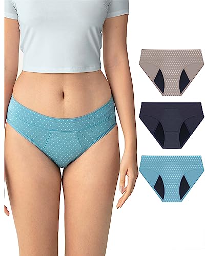 Neione Perioden Unterwäsche Mittlere Blutung Periodenunterwäsche Menstruation Postpartum Hipster Panty Periodenslip Damen Unterhosen 3er-Pack Verdi L von Neione