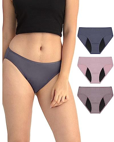 Neione Damen Periodenunterwäsche Menstruationsunterwäsche Perioden Unterwäsche Brazilian Slip Frauen Unterhosen Große Größen 3er Pack Senses 3XL von Neione