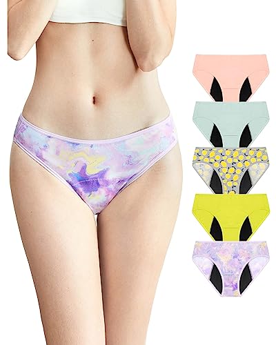 Neione Perioden Unterwäsche Mittlere Blutung Periodenunterschwäsche Menstruationsunterwäsche Periodenslip Damen Bikini Unterhosen 5er Pack Joyance L von Neione