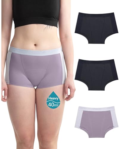 Neione Periodenunterschwäsche Starke Blutung Fasst 4 Tampons Unterhosen Damen Baumwolle Boxershort Hohe Taille Menstruation Unterwäsche 3er Pack Redefine L von Neione