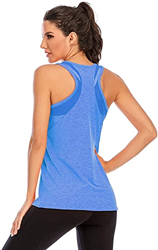 Nekosi Damen Yoga Tanktops Ärmelloses Sportshirt Kleidung Mesh Zurück Fitness Laufen Shirt Sport Oberteile Blau Groß von Nekosi