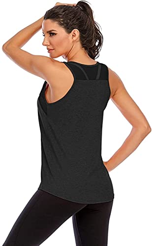 Nekosi Damen Yoga Tanktops Ärmelloses Sportshirt Kleidung Mesh Zurück Fitness Laufen Shirt Sport Oberteile Schwarz XL von Nekosi