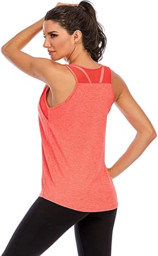 Nekosi Laufshirt Für Damen Atmungsaktives Netz Rücken Sportshirt Mädchen Yoga Training Jogging Sport Tops Rot M von Nekosi