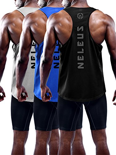 NELEUS Herren 3er-Pack Dry Fit Y-Back Muscle Tank Top, 5031# 3er Pack: Schwarz, Grau, Blau, 3X-Groß von Neleus