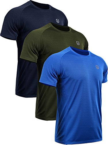 NELEUS Herren Dry Fit Mesh Athletic Shirts, 5033# 3er-Pack: blau, olivgrün, marineblau., XL von Neleus