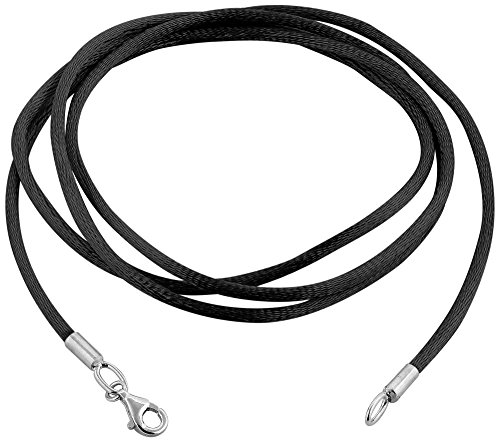 Nenalina Damen Halskette als Seidenband in schwarz, mit Karabiner Verschluss aus 925 Sterling Silber, 803019-1 (42) von Nenalina