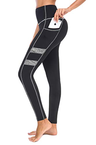 Neonysweets Damen Yogahose bedruckt Active Workout Leggings Stretch Tights, Leggings-schwarz/grau, M von Neonysweets