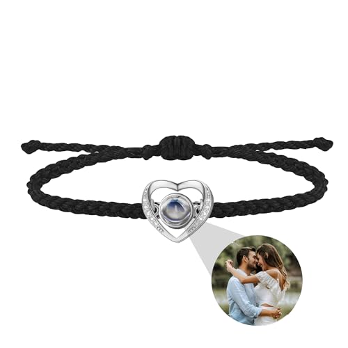 Benutzerdefinierte Armbänder mit Bild innen, personalisierte Fotoprojektionsarmbänder, Bildarmband mit personalisiertem Foto, individuelle Fotogeschenke für Frauen/Männer/Familie/Paar/Freunde von Nergaebe