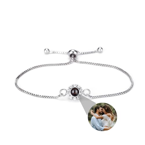 Nergaebe Personalisierte Fotoarmbänder mit Bild innen, individuelle Projektionsarmbänder mit Fotos für Damen und Herren, Kreisbildarmband für Muttertag, Geburtstage, Jahrestag, Weihnachten von Nergaebe