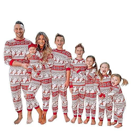 Neufigr Weihnachtspyjama Familie Set,Familien Weihnachtspyjama,Christmas Pyjama Set,Familie Weihnachten Outfit,Matching Pyjamas Couple,Weihnachts Schlafanzug für Baby (03- Rot,3-6 Monate) von Neufigr