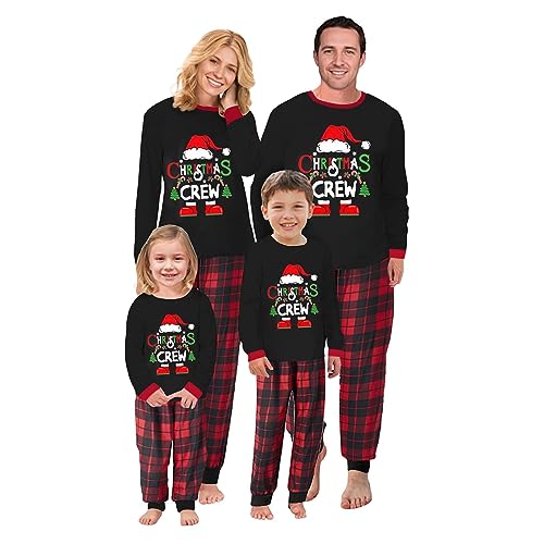 Neufigr Weihnachtspyjama Familie Set,Familien Weihnachtspyjama,Christmas Set,Familie Weihnachten Outfit,Matching Pyjamas Couple,Weihnachtsschlafanzüge für Kinder (41 (C)- Schwarz,6 Jahre) von Neufigr