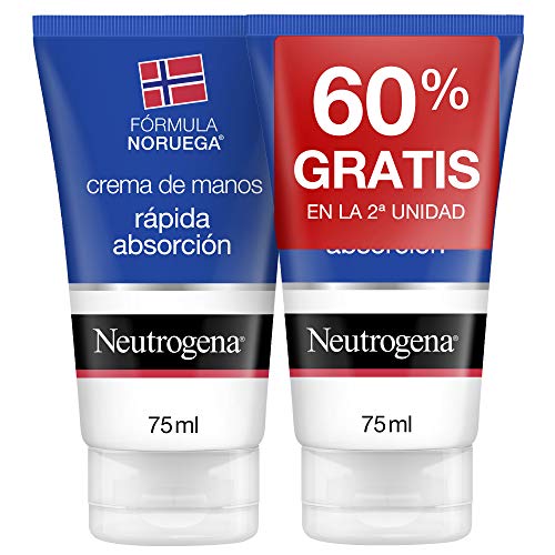 Neutrogena, Crema de Manos Rápida Absorbción, reparadora de Grietas, Fórmula Noruega, Para Pieles Secas y Agrietadas, Textura Ligera y no Grasa, Rápida Absorción, Con Glicerina, Pack de 2 x 75ml von Neutrogena