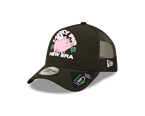 New Era Fanartikel Lucky Pig Motiv gebogner Schirm Schwarz A-Frame Trucker Cap Mesh Einsatz - One-Size von New Era