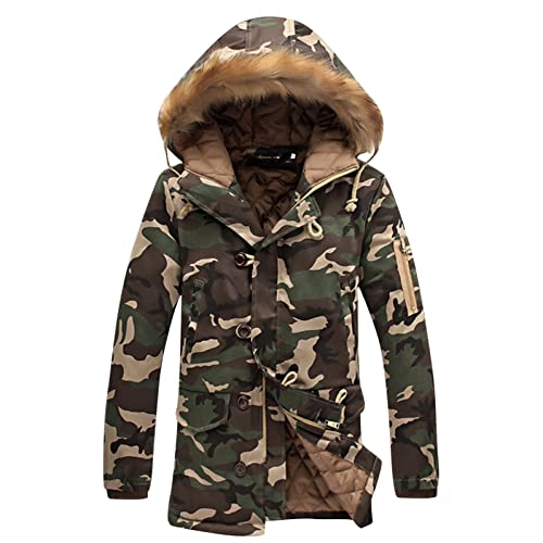 Herren Winter Outdoor Gefüttert Jacke Warmer Parka Camouflage - Winterjacke Herren Parka Lang Wintermantel Mit Fell Kapuze Winterparka Mäntel Übergangsjacke Daunenmantel Skijacke für Herren Winddicht Herren Winter Outdoor Gefüttert Jacke Warmer Parka Camouflage - Winterjacke Herren Parka Lang Wintermantel Mit Fell Kapuze Winterparka Mäntel Übergangsjacke Daunenmantel Skijacke für Herren Winddicht von Newanna