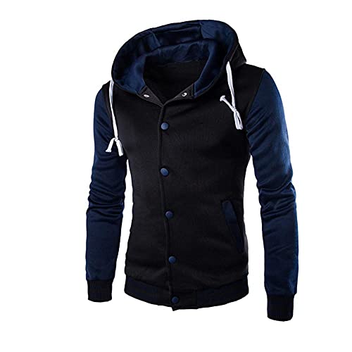 Newanna Herren Jacken Übergangsjacke College Jacke Baseballjacke Sportjacke Sweatjacke Outdoor Streetwear Langarm Leichte Freizeitjacke Männer Windjacke Gepolsterte Herrenjacke Mit Knöpfen und Kapuze von Newanna