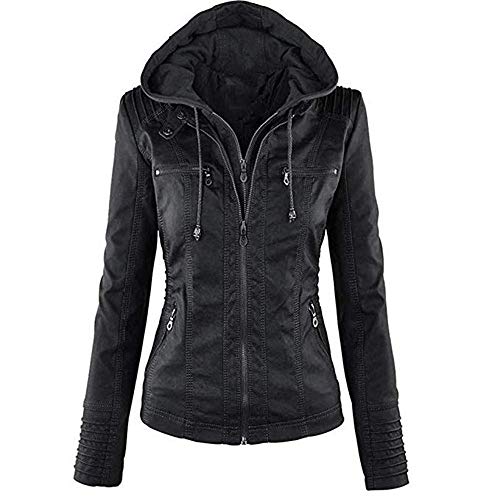 Newbestyle Damen Kunstlederjacke mit Kapuze, gesteppt,Schwarz,S Newbestyle Damen Kunstlederjacke mit Kapuze, gesteppt,Schwarz,S von Newbestyle