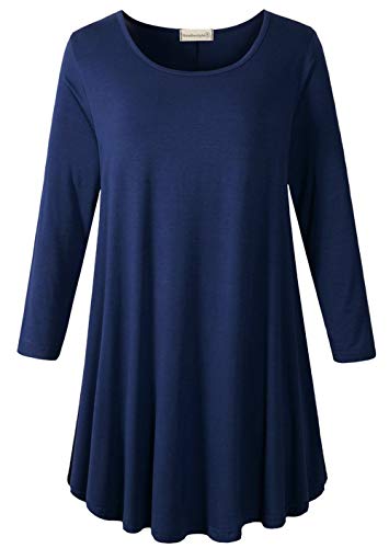 Newbestyle Damen Sommer T-Shirts 3/4 Ärmel Asymmetrisch Tunika Bluse Tops von Newbestyle