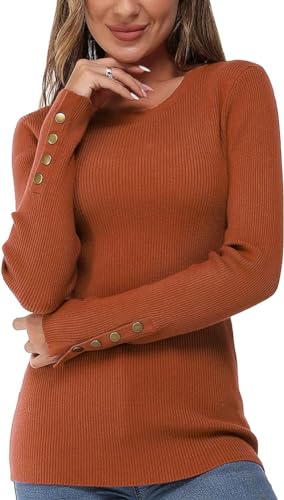 Newshows Pullover Damen Herbst Strickpullover Elegant Damenpullover Winter Pulli Damen Karamell von Newshows