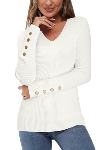 Newshows Pullover für Damen Herbst Strickpullover Winter Elegant Damenpullover Langarm Winterpullover Damen Off White Newshows Pullover für Damen Herbst Strickpullover Winter Elegant Damenpullover Langarm Winterpullover Damen Off White von Newshows
